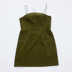 UO OLIVE MOSS GREEN CORDUROY MINI DRESS